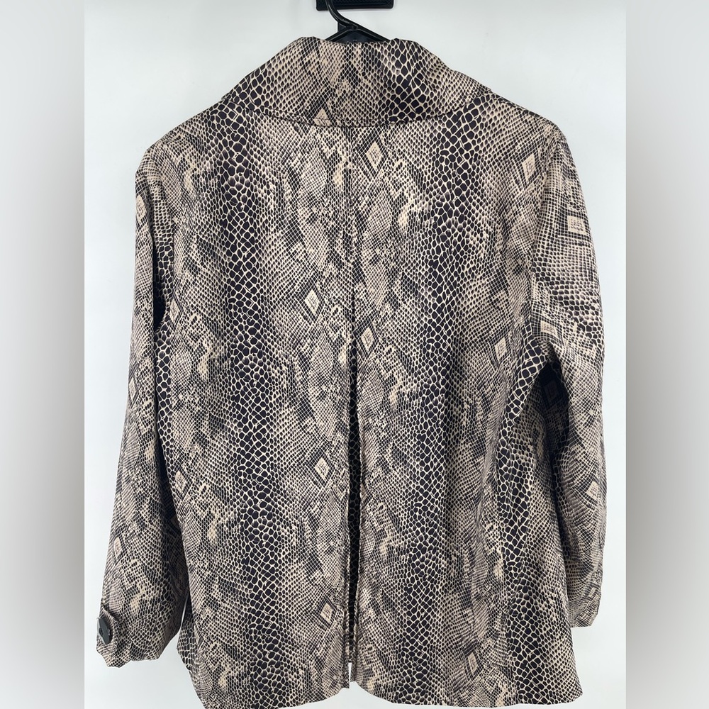 Ellen Tracy Beige Black Snakeskin Python Print Ja… - image 5